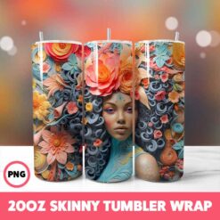 African American Black Girls 15 Tumbler Wrap, 20oz Skinny Tumbler Wrap