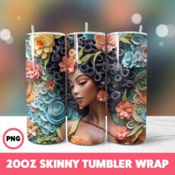 African American Black Girls 16 Tumbler Wrap, 20oz Skinny Tumbler Wrap