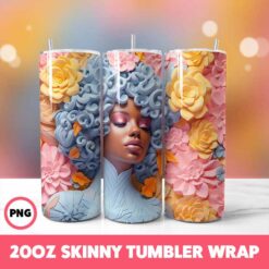 African American Black Girls 18 Tumbler Wrap, 20oz Skinny Tumbler Wrap