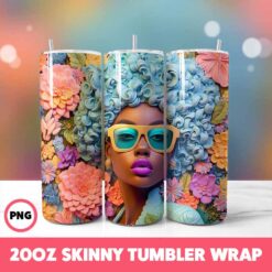 African American Black Girls 19 Tumbler Wrap, 20oz Skinny Tumbler Wrap