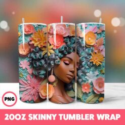 African American Black Girls 20 Tumbler Wrap, 20oz Skinny Tumbler Wrap