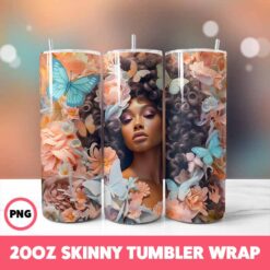 African American Black Girls 23 Tumbler Wrap, 20oz Skinny Tumbler Wrap