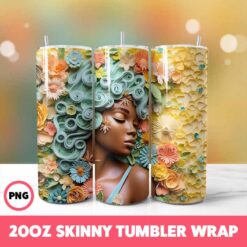 African American Black Girls 24 Tumbler Wrap, 20oz Skinny Tumbler Wrap