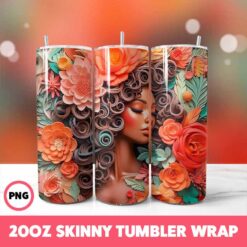 African American Black Girls 25 Tumbler Wrap, 20oz Skinny Tumbler Wrap