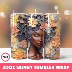 African American Black Girls 28 Tumbler Wrap, 20oz Skinny Tumbler Wrap