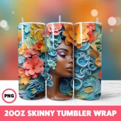 African American Black Girls 3 Tumbler Wrap, 20oz Skinny Tumbler Wrap