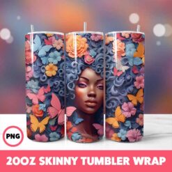 African American Black Girls 32 Tumbler Wrap, 20oz Skinny Tumbler Wrap