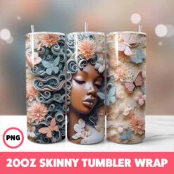 African American Black Girls 34 Tumbler Wrap, 20oz Skinny Tumbler Wrap