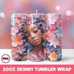 African American Black Girls 48 Tumbler Wrap, 20oz Skinny Tumbler Wrap