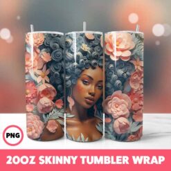 African American Black Girls 50 Tumbler Wrap, 20oz Skinny Tumbler Wrap