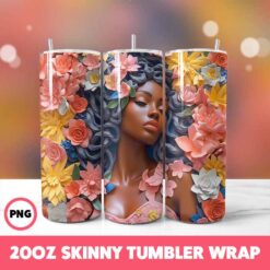 African American Black Girls 51 Tumbler Wrap, 20oz Skinny Tumbler Wrap