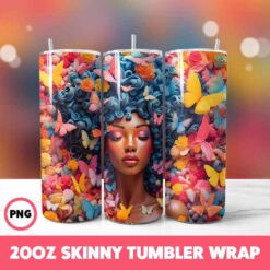 African American Black Girls 53 Tumbler Wrap, 20oz Skinny Tumbler Wrap