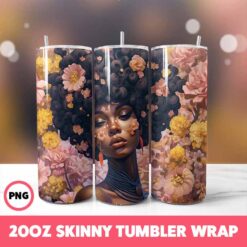 African American Black Girls 8 Tumbler Wrap, 20oz Skinny Tumbler Wrap