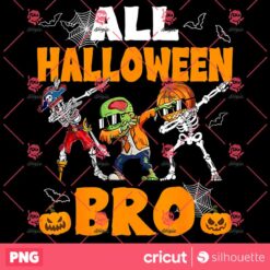 All Halloween Bro Dabbing Skeleton Jack O Lantern Boys Kids PNG