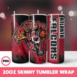 Atlanta Falcons NFL Tumbler Wrap, Sports 9 Tumbler Wrap, 20oz Skinny Tumbler Wrap