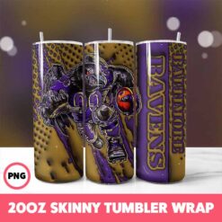 Baltimore Ravens NFL Tumbler Wrap, Sports 20 Tumbler Wrap, 20oz Skinny Tumbler Wrap