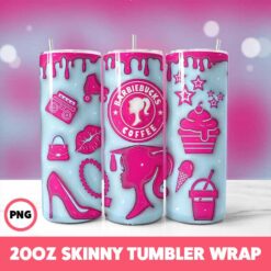 Barbie 4 Tumbler Wrap, 20oz Skinny Tumbler Wrap