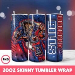 Buffalo Bills NFL Tumbler Wrap, Sports 17 Tumbler Wrap, 20oz Skinny Tumbler Wrap