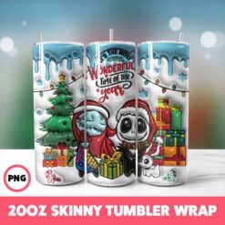 Cartoons Christmas 3 Tumbler Wrap, 20oz Skinny Tumbler Wrap