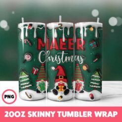 Christmas 124 Tumbler Wrap, 20oz Skinny Tumbler Wrap