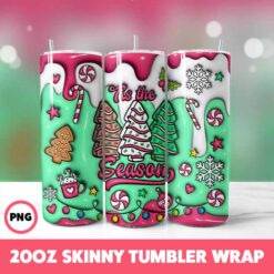 Christmas 58 Tumbler Wrap, 20oz Skinny Tumbler Wrap