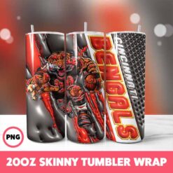 Cincinnati Bengals NFL Tumbler Wrap, Sports 10 Tumbler Wrap, 20oz Skinny Tumbler Wrap