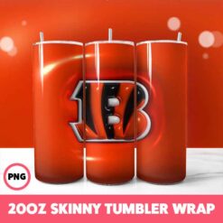 Cincinnati Bengals NFL Tumbler Wrap, Sports 33 Tumbler Wrap, 20oz Skinny Tumbler Wrap