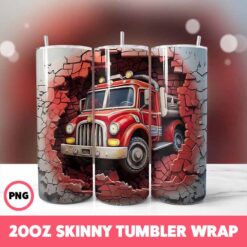 Cracked Wall Fire Trucks 1 Tumbler Wrap, 20oz Skinny Tumbler Wrap