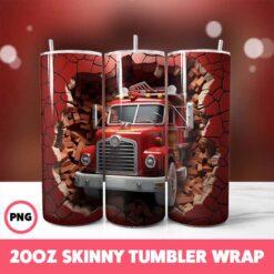 Cracked Wall Fire Trucks 12 Tumbler Wrap, 20oz Skinny Tumbler Wrap