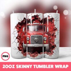 Cracked Wall Fire Trucks 13 Tumbler Wrap, 20oz Skinny Tumbler Wrap