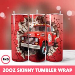 Cracked Wall Fire Trucks 14 Tumbler Wrap, 20oz Skinny Tumbler Wrap