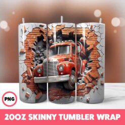 Cracked Wall Fire Trucks 2 Tumbler Wrap, 20oz Skinny Tumbler Wrap