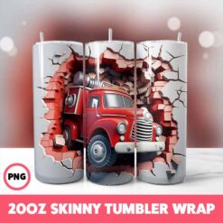 Cracked Wall Fire Trucks 4 Tumbler Wrap, 20oz Skinny Tumbler Wrap