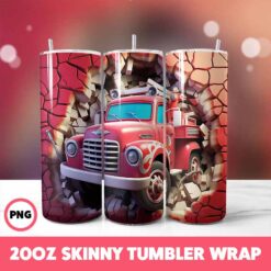 Cracked Wall Fire Trucks 7 Tumbler Wrap, 20oz Skinny Tumbler Wrap