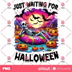 Cute Summerween Clipart, Just Waiting For Halloween PNG, Spooky Summer Halloween