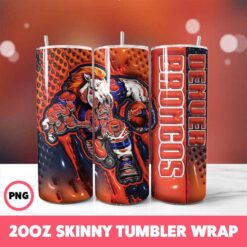 Denver Broncos NFL Tumbler Wrap, Sports 37 Tumbler Wrap, 20oz Skinny Tumbler Wrap