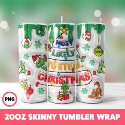 Grinchmas 101 Tumbler Wrap, 20oz Skinny Tumbler Wrap