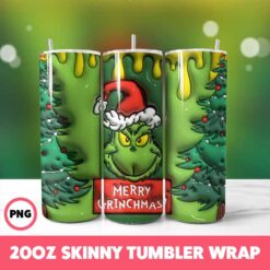 Grinchmas 113 Tumbler Wrap, 20oz Skinny Tumbler Wrap