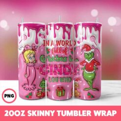 Grinchmas 12 Tumbler Wrap, 20oz Skinny Tumbler Wrap