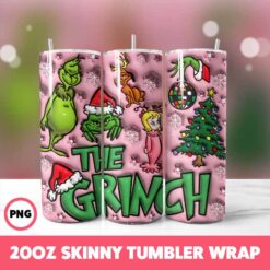 Grinchmas 15 Tumbler Wrap, 20oz Skinny Tumbler Wrap