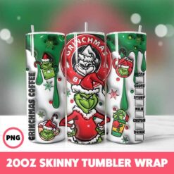 Grinchmas 20 Tumbler Wrap, 20oz Skinny Tumbler Wrap