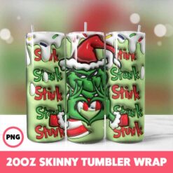 Grinchmas 24 Tumbler Wrap, 20oz Skinny Tumbler Wrap