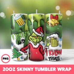 Grinchmas 28 Tumbler Wrap, 20oz Skinny Tumbler Wrap