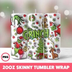 Grinchmas 32 Tumbler Wrap, 20oz Skinny Tumbler Wrap