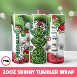 Grinchmas 35 Tumbler Wrap, 20oz Skinny Tumbler Wrap