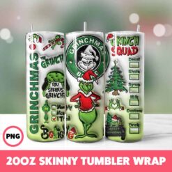 Grinchmas 42 Tumbler Wrap, 20oz Skinny Tumbler Wrap