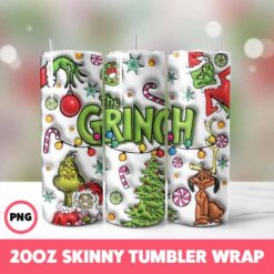 Grinchmas 47 Tumbler Wrap, 20oz Skinny Tumbler Wrap