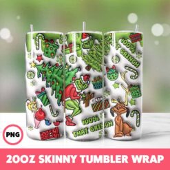 Grinchmas 54 Tumbler Wrap, 20oz Skinny Tumbler Wrap