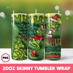 Grinchmas 60 Tumbler Wrap, 20oz Skinny Tumbler Wrap