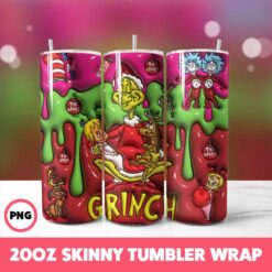 Grinchmas 64 Tumbler Wrap, 20oz Skinny Tumbler Wrap